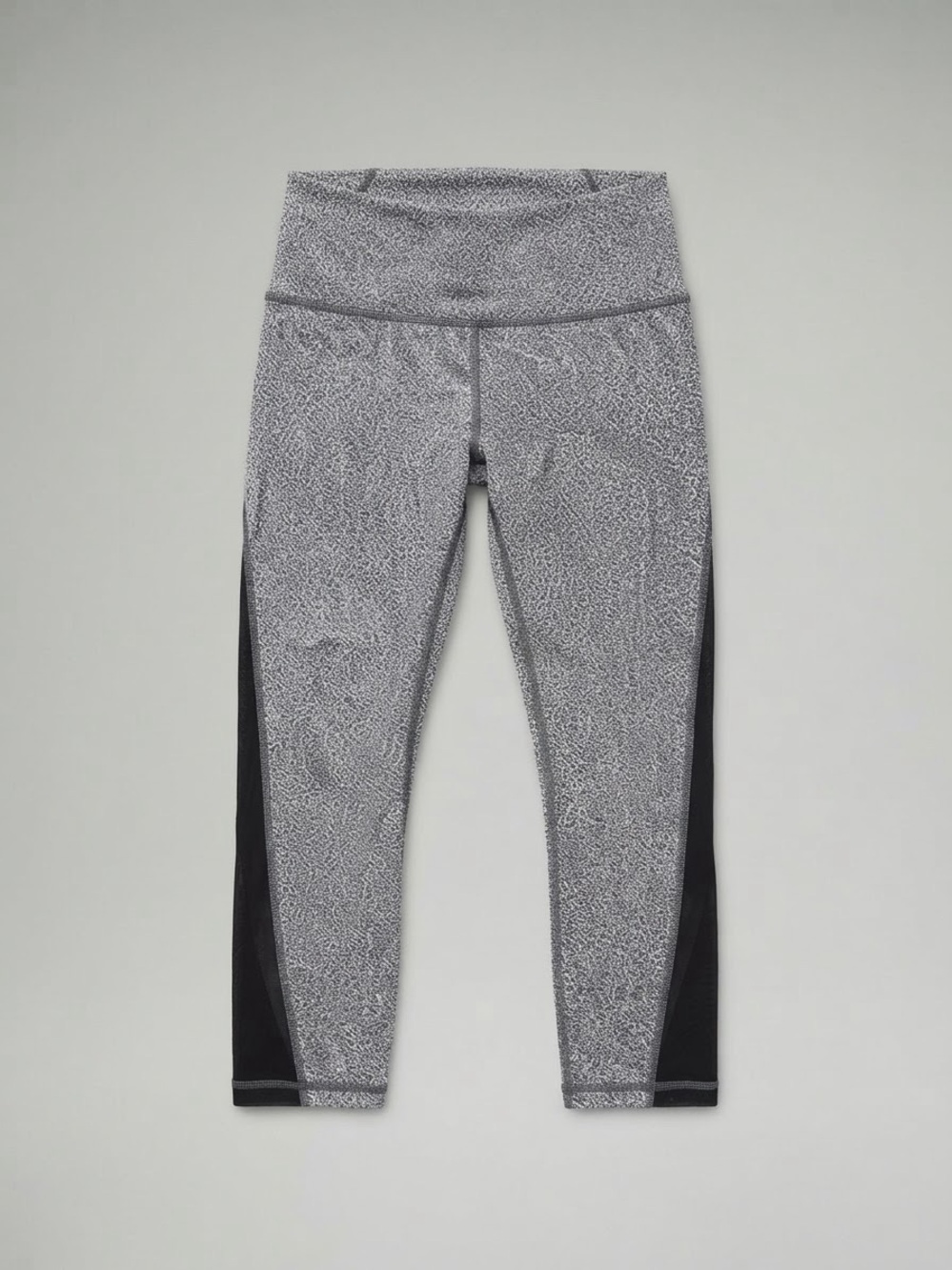 lululemon athletica Gray Patterned High-Waist Leggings with Black Side Panels